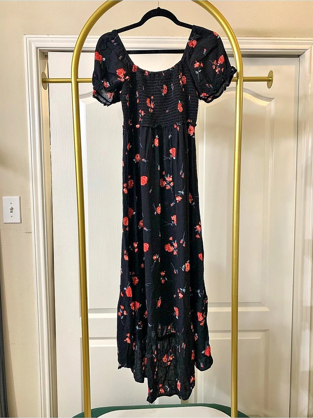 Rewind Floral Maxi-Midi Dress in Black & Red Size Small NWT - Picture 2 of 11